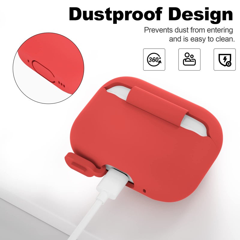 ATUAT for AirPods Pro 2nd Generation Case Cover(2022), Protective Soft Silicone Skin Accessories for Men Women Boys Girls for Apple AirPods Pro Gen 2, Front LED Visible-Red - Image 5
